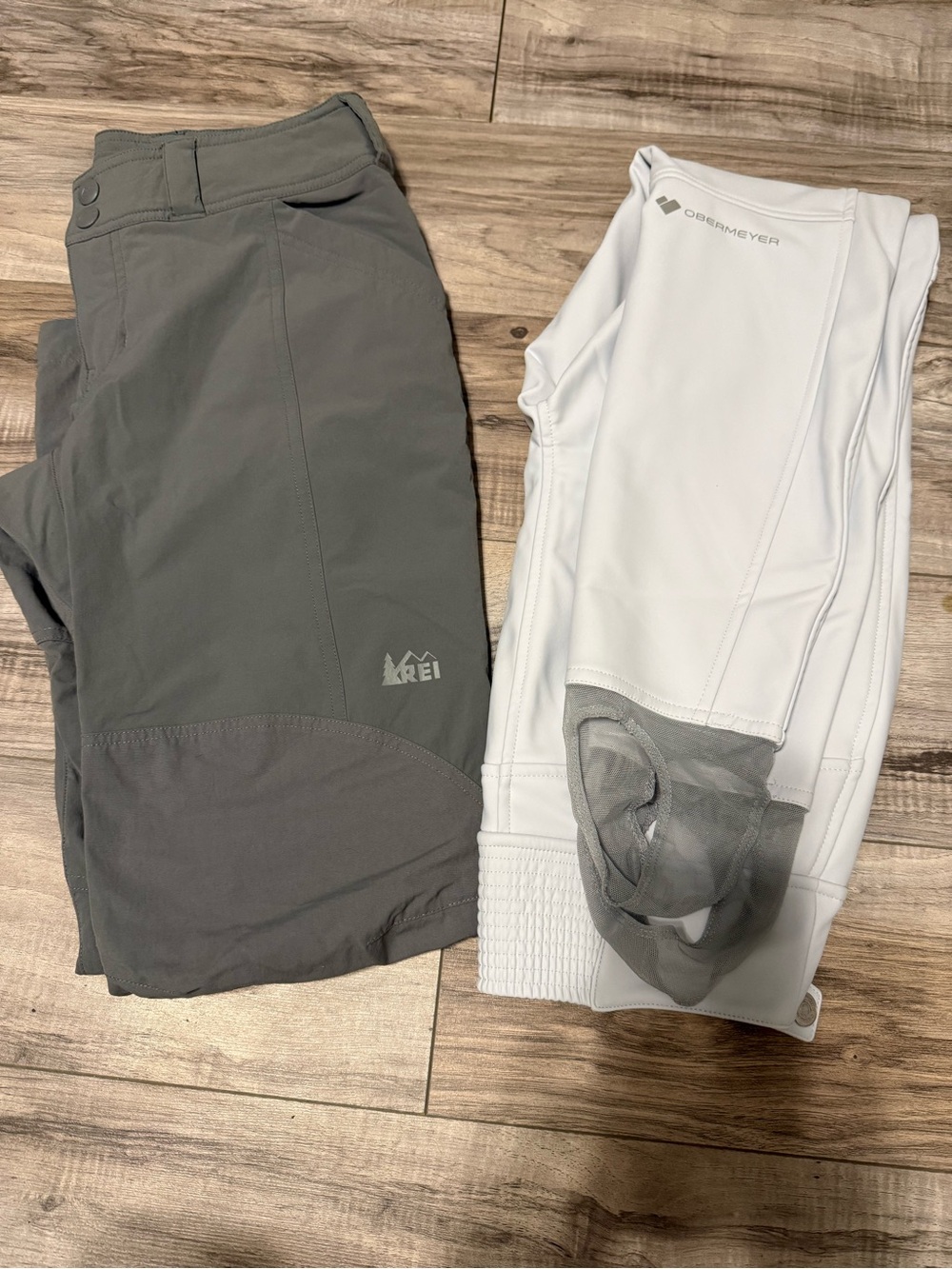 Obermeyer ski/ snow pants and Gray REI hiking pants